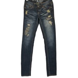 ANTIQUE RIVET Embellished Bling Distressed Jeans